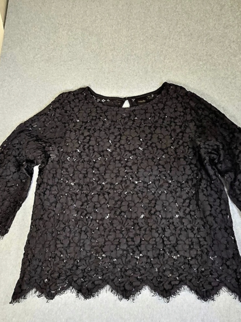 Rafaella Black Floral Lace Blouse Women’s XL Romantic Evening Top